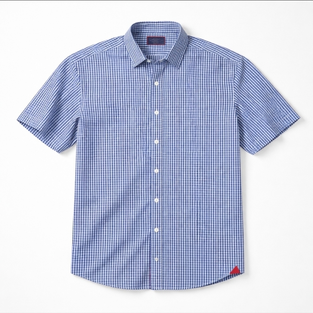 UNTUCKit Men’s Blue Gingham Short Sleeve Button Down Shirt Small